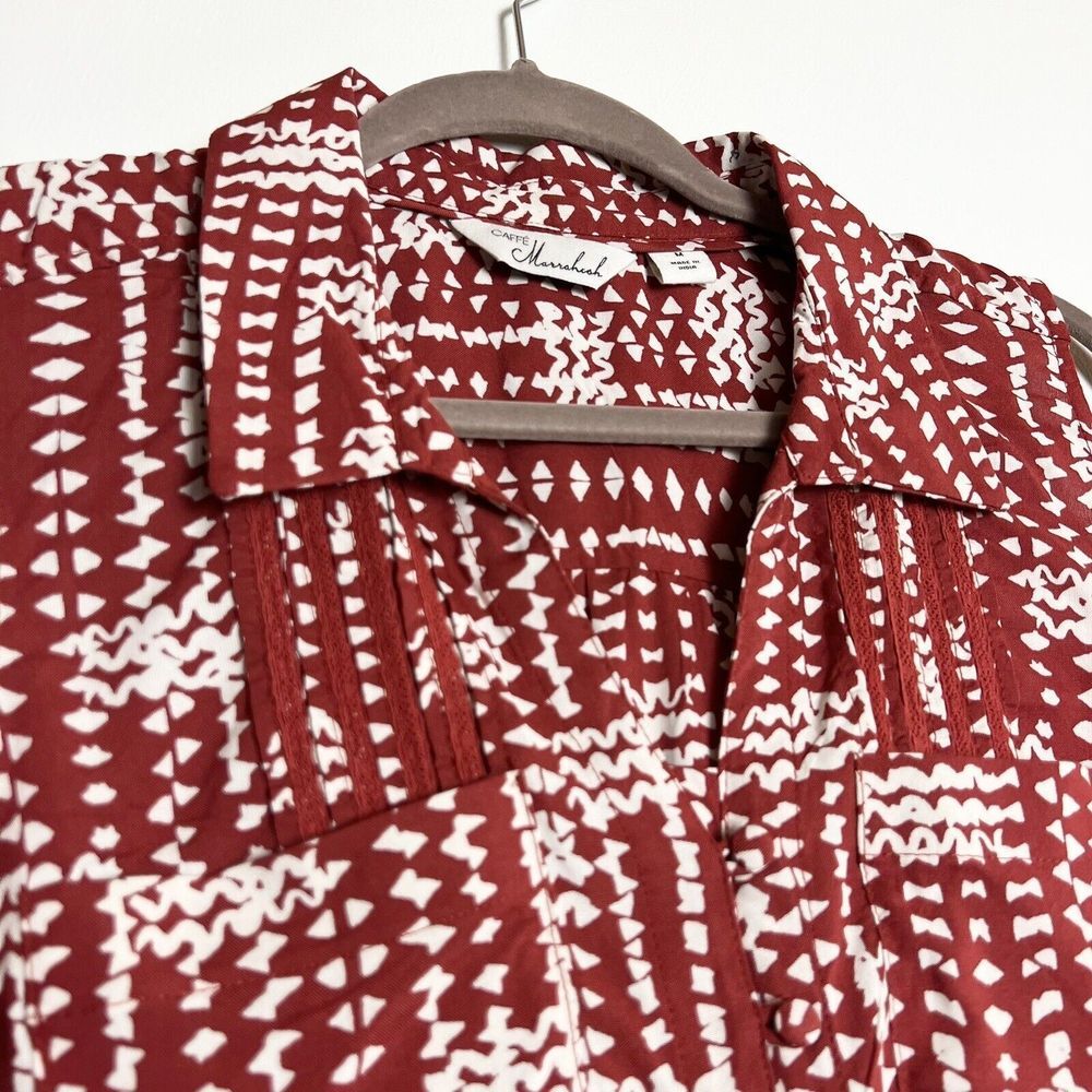 Caffe’ Marrakesh Pintuck Lace Tank Maroon Cream NWT Women’s M - Picture 4 of 9